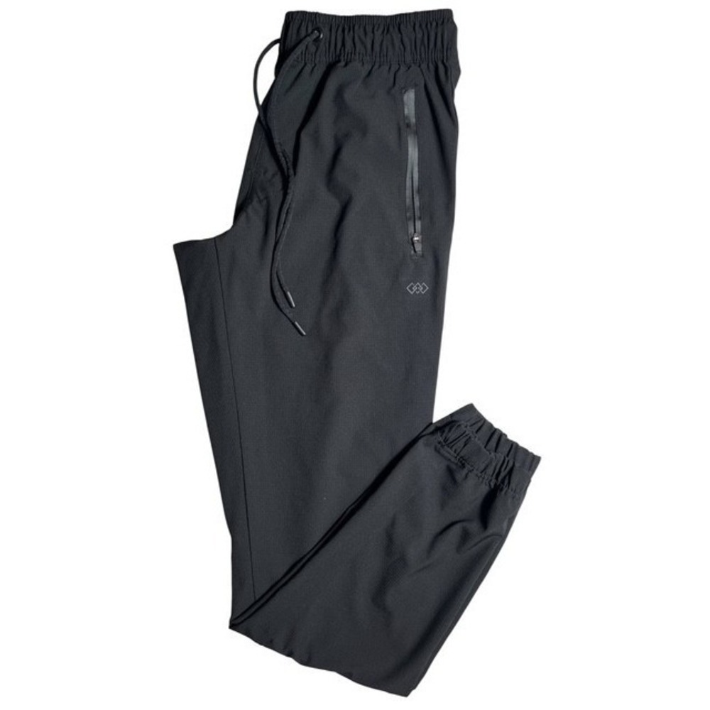 Leg3nd Men Sz S Tapered Black Running Joggers Zippered Pockets Lightweight -1797
